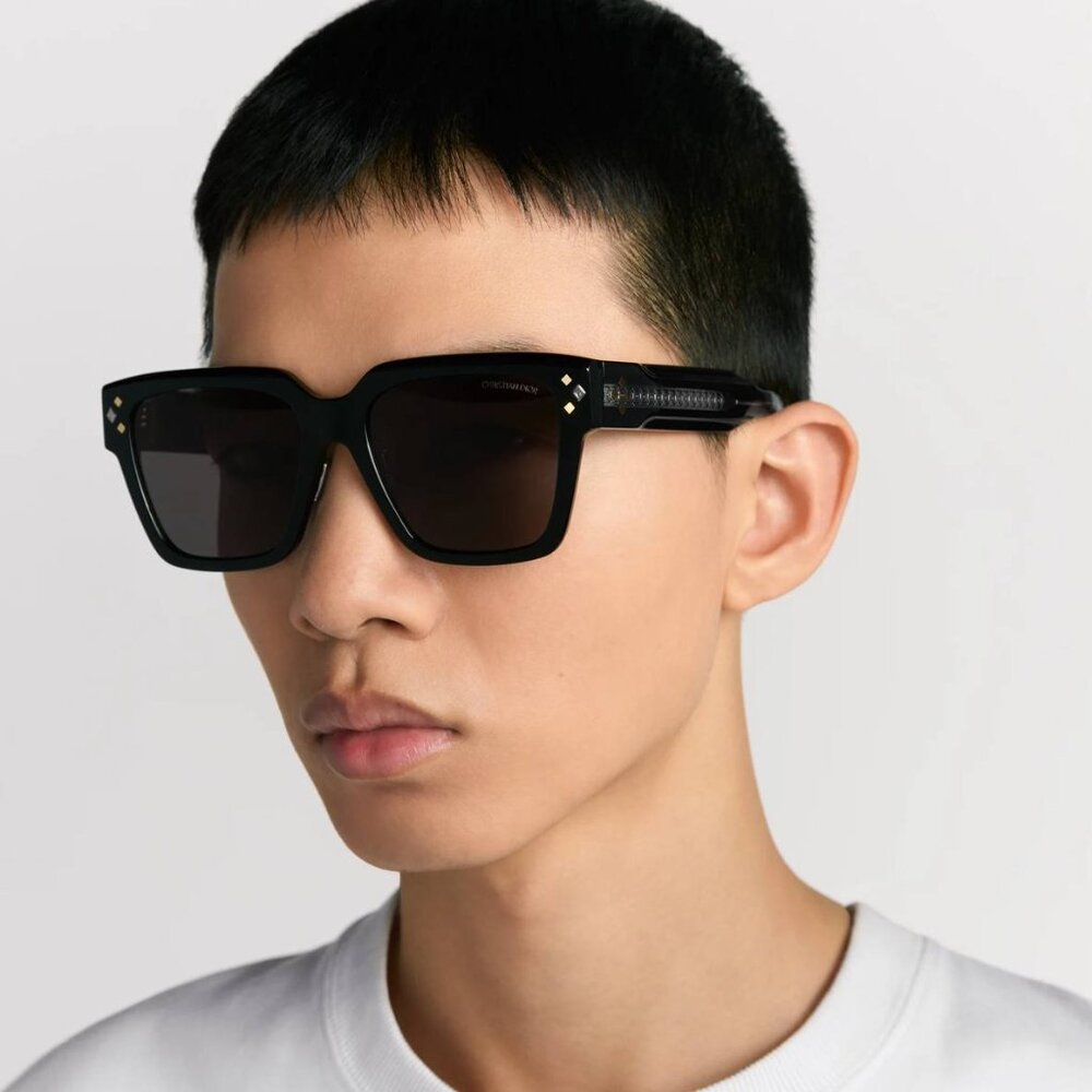 Dior CD DIAMOND S3F 64C0 Square Sunglasses - Transparent Brown/Green - Picture 3 of 10